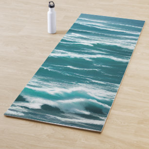 Tapis De Yoga Écrasement des vagues turquoise de l'océan