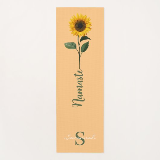 Tapis De Yoga Editable Name Sunflower Namaste (Devant)