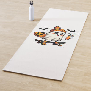 Tapis De Yoga Éffrayant Halloween Patinage Citrouille Fantôme ép