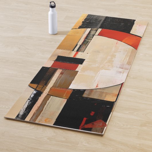 Tapis De Yoga Elégance céleste : Exploration Abstraite en beige (En situation)