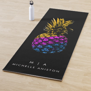 Tapis De Yoga Élégant ananas Monogramme minimaliste Personnalisé