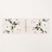 Tapis De Yoga Élégant Aquarelle Blush Monogramme Floral (Devant (Horizontal))