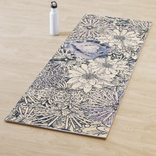 Tapis De Yoga Élégant Arrière - plan Floral Abstrait Vintage