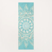 Tapis De Yoga Elégant Blanc Gold Mandala Sky Blue Design (Devant)