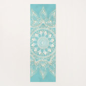 Tapis De Yoga Elégant Blanc Gold Mandala Sky Blue Design (Dos)