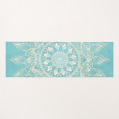 Tapis De Yoga Elégant Blanc Gold Mandala Sky Blue Design (Devant (Horizontal))
