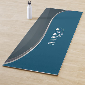 Tapis De Yoga Élégant bleu Nom personnalisé Yoga Mat