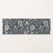 Tapis De Yoga Elégant bleu poussiéreux argent blanc gris gris fl (Devant (Horizontal))