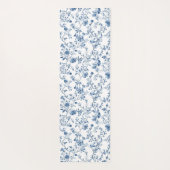 Tapis De Yoga Elegant Blue French Toile Pattern Monogram Name  (Dos)