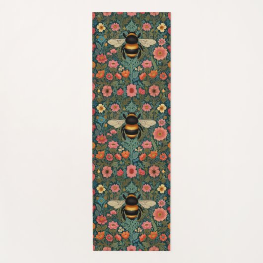 Tapis De Yoga Elegant boho retro bumblebee spring florals (Devant)