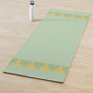 Tapis De Yoga Élégant Bouddha doré moderne sur fond vert laurier
