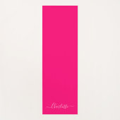 Tapis De Yoga Élégant chic rose chaud nom de script personnalisé (Devant)