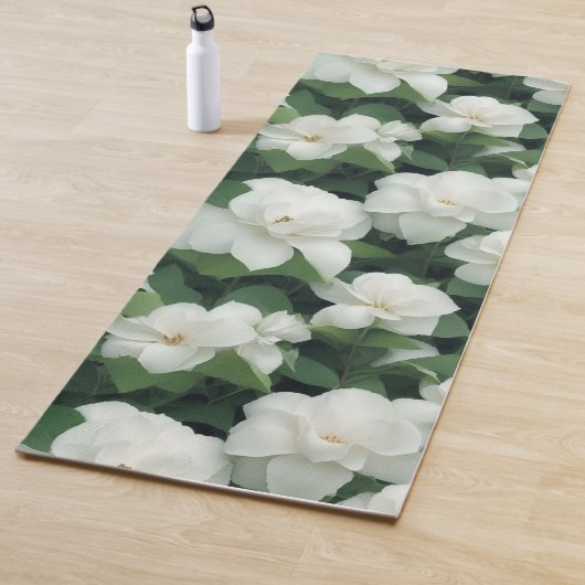 Tapis De Yoga Élégant classique vert botanique blanc floral (En situation)