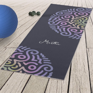 Tapis De Yoga Elégant dégradé personnalisé Mandala Navy Blue