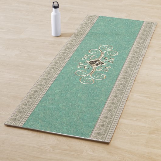 Tapis De Yoga Elegant Gold Gem sur Jade (En situation)