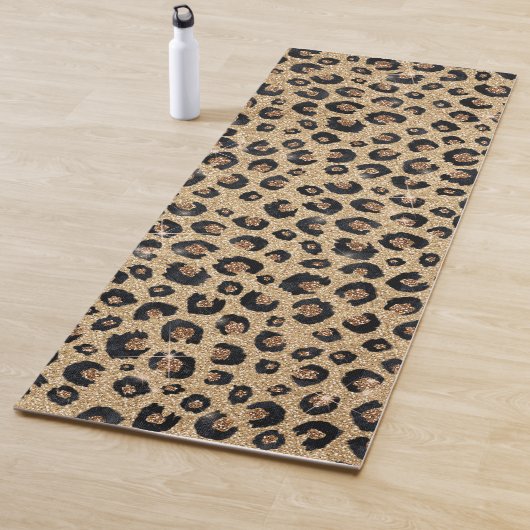 Tapis De Yoga Elegant Gold Glitter Black Leopard (En situation)