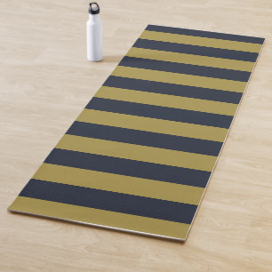 Tapis De Yoga Elégant Gold & Navy Blue Vertical Stripes