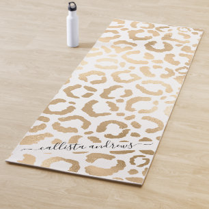 Tapis De Yoga Elegant Gold White Leopard Cheetah Animal Print