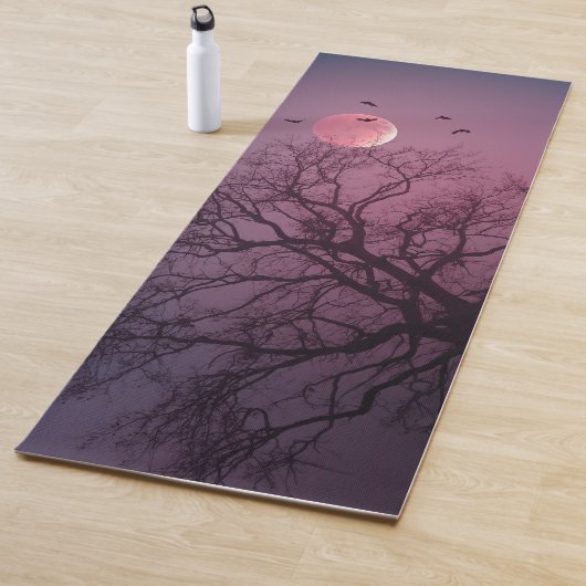 Tapis De Yoga Élégant Halloween Thème Arbre Lune Artwork Éffraya (En situation)