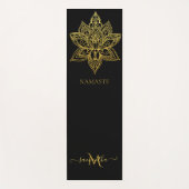 Tapis De Yoga Élégant Lotus Gold Mandala Monogramme noir (Devant)
