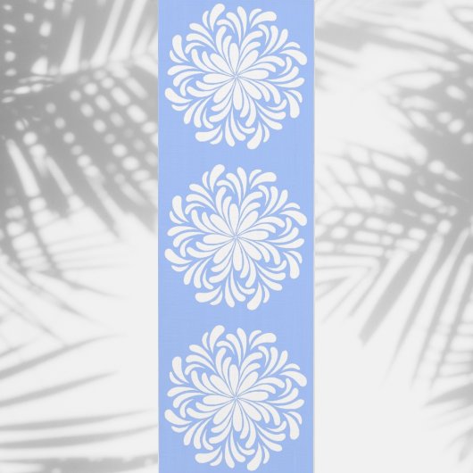 Tapis De Yoga Elégant Mandala Floral Blanc et Bleu