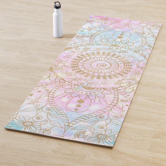 Tapis De Yoga Elégant Mandala Or & Holographic Parties scintilla (En situation)