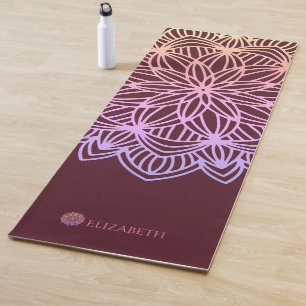Tapis De Yoga Élégant Mandala Plum rose Personnalisé (1 côté)