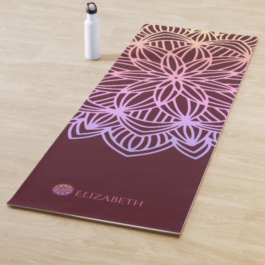 Tapis De Yoga Élégant Mandala Plum rose Personnalisé (1 côté) (En situation)