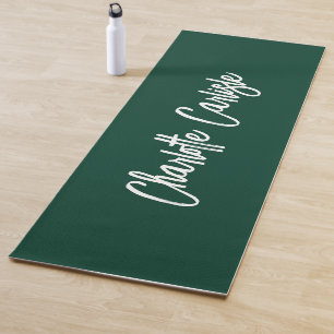 Tapis De Yoga Élégant Moderne Écriture Manuscrite Verte
