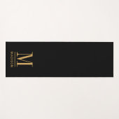 Tapis De Yoga Élégant Monogram Black Gold Nom (Devant (Horizontal))
