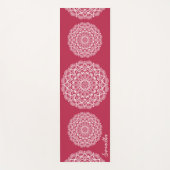 Tapis De Yoga Élégant Monogramme Boho Magenta et blanc Mandala (Devant)