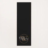Tapis De Yoga Élégant monogramme en script noir et or (Dos)