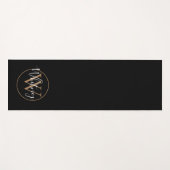 Tapis De Yoga Élégant monogramme en script noir et or (Devant (Horizontal))