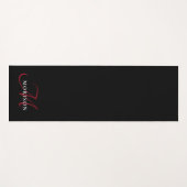 Tapis De Yoga Élégant Monogramme moderne noir rouge (Devant (Horizontal))