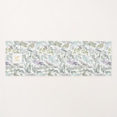 Tapis De Yoga Elégant Monogramme Vert Aquarelle Botanique (Devant (Horizontal))