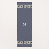 Tapis De Yoga Élégant Motif grec sur gris monogramme (Devant)