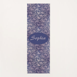 Tapis De Yoga Élégant motif Vintage pourpre damassé