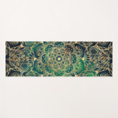 Tapis De Yoga Elégant or Mandala Floral Vert bleu (Devant (Horizontal))