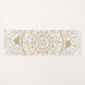 Tapis De Yoga Elégant or Oeil Soleil Lune Mandala Blanc (Devant (Horizontal))