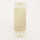 Tapis De Yoga Elégant or sur Crème Floral Henna Mandala (Devant)