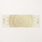 Tapis De Yoga Elégant or sur Crème Floral Henna Mandala (Devant (Horizontal))