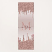Tapis De Yoga Élégant Parties scintillant  Rose Monogramme or Sc (Devant)