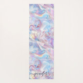 Tapis De Yoga Elegant Pastel Holographic Marble Swirls Girly (Dos)