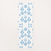 Tapis De Yoga Élégant Pingouins Bleus avec Motif de flocons de n (Devant)