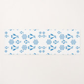 Tapis De Yoga Élégant Pingouins Bleus avec Motif de flocons de n (Devant (Horizontal))