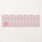 Tapis De Yoga Elegant Pink Hydragea Flowers Pattern Monogram (Devant (Horizontal))