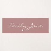 Tapis De Yoga Élégant Rose manuscrit Nom de script personnalisé (Devant (Horizontal))