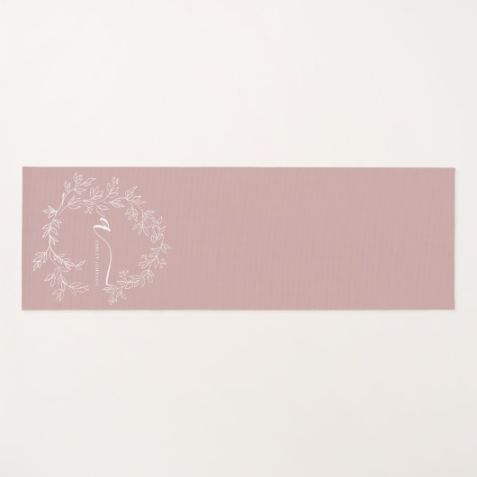 Tapis De Yoga Élégant rose moderne Script Girly Monogramme Nom (Devant (Horizontal))