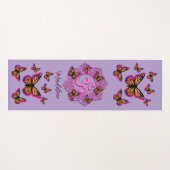 Tapis De Yoga Elégant rose ohm design papillons rose (Devant (Horizontal))