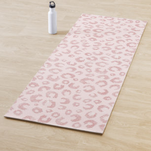 Tapis De Yoga Élégant Rose Parties scintillant d'or Leopard Po